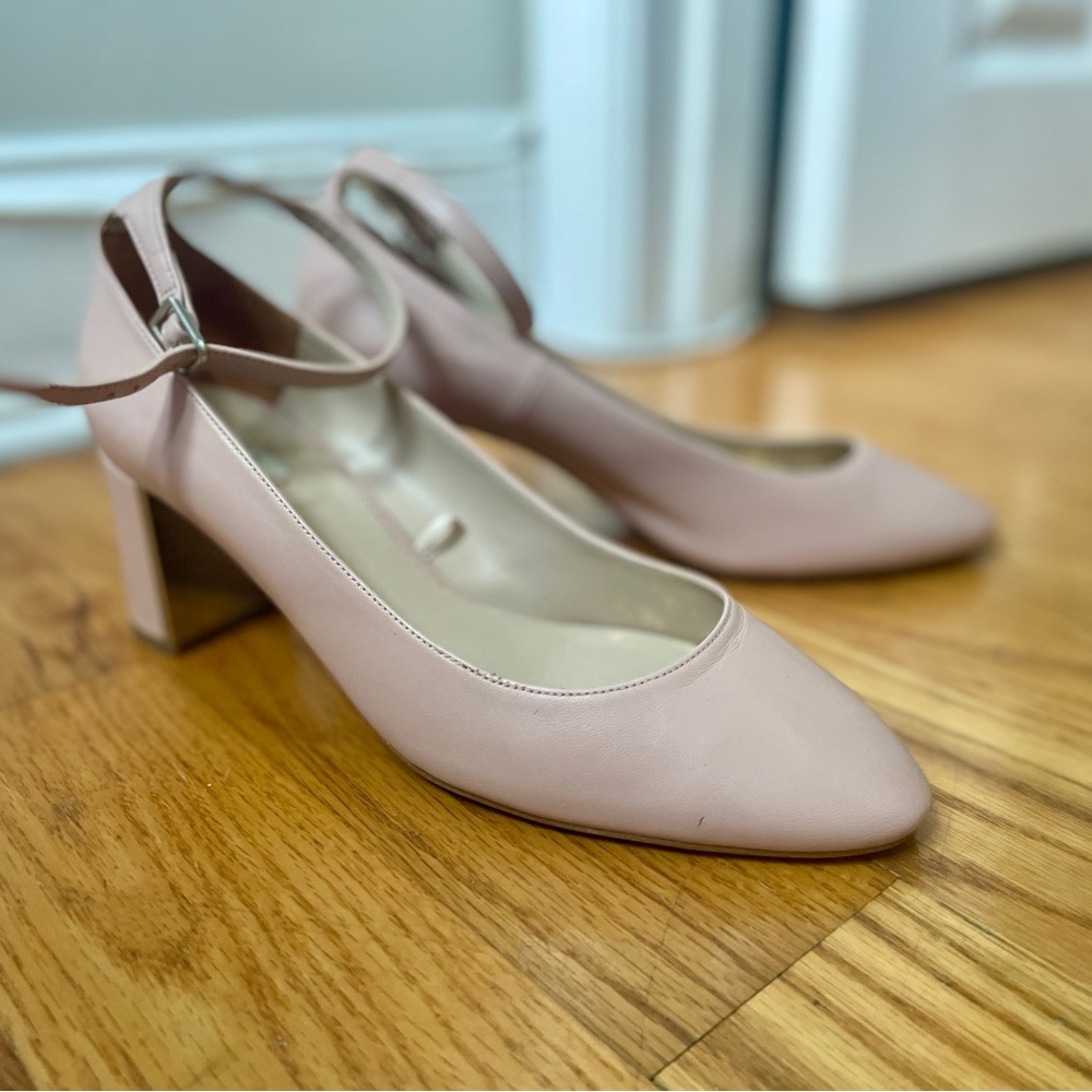 Massimo Dutti Pink Block Heel Pumps